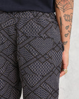 wax london men's Kurt - Navy Diamond Stitch Jacquard Trousers