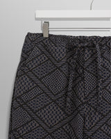 wax london men's Kurt - Navy Diamond Stitch Jacquard Trousers