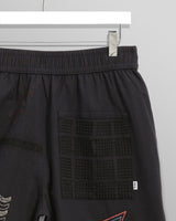 wax london men's Kurt - Navy Doodle Embroidered Shorts