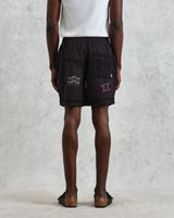 wax london men's Kurt - Navy Doodle Embroidered Shorts