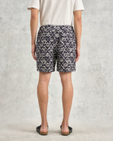 wax london men's Kurt - Navy Flower Stamp Jacquard Shorts