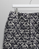 wax london men's Kurt - Navy Flower Stamp Jacquard Shorts