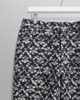 wax london men's Kurt - Navy Flower Stamp Jacquard Trousers