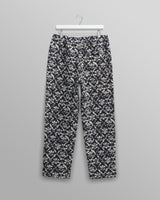 wax london men's Kurt - Navy Flower Stamp Jacquard Trousers