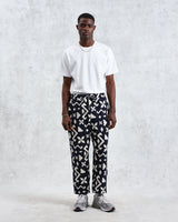 wax london men's Kurt - Navy Geometric Jacquard Trousers