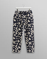 wax london men's Kurt - Navy Geometric Jacquard Trousers