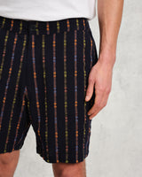 wax london men's Kurt - Navy Stripe Shorts