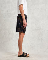 wax london men's Kurt - Navy Stripe Shorts