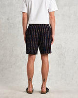 wax london men's Kurt - Navy Stripe Shorts