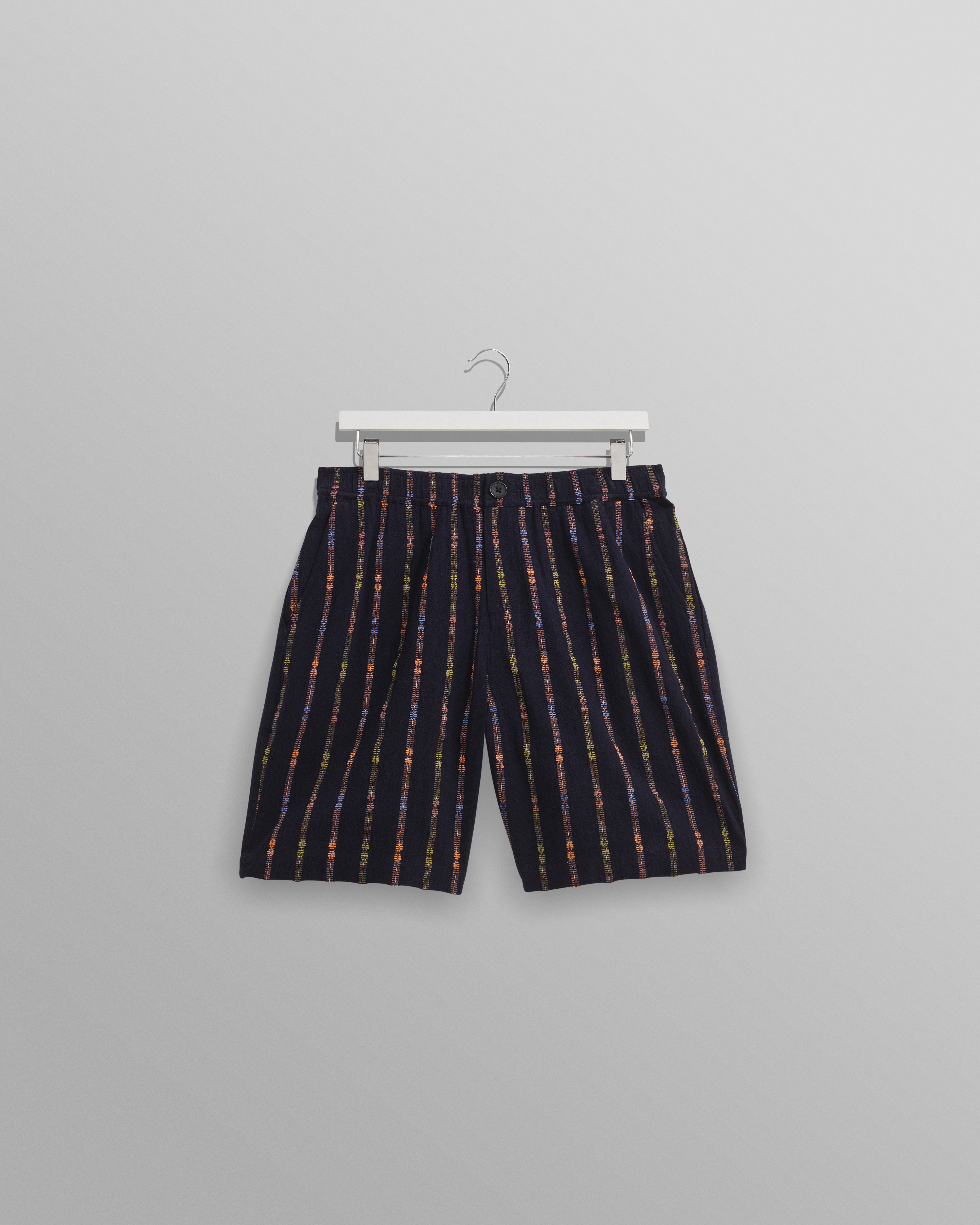 wax london men's Kurt - Navy Stripe Shorts
