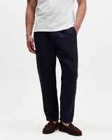 Kurt - Navy Washed Linen Relaxed Fit Trousers