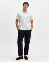Kurt - Navy Washed Linen Relaxed Fit Trousers