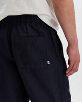 Kurt - Navy Washed Linen Relaxed Fit Trousers
