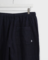 wax london men's Kurt - Navy Two-Tone Linen Trousers