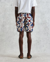 wax london men's Kurt - Red And Blue Spin Jacquard Shorts