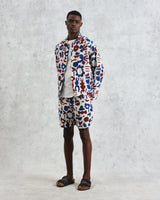 wax london men's Kurt - Red And Blue Spin Jacquard Shorts