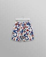 wax london men's Kurt - Red And Blue Spin Jacquard Shorts