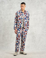 wax london men's Kurt - Red And Blue Spin Jacquard Trousers