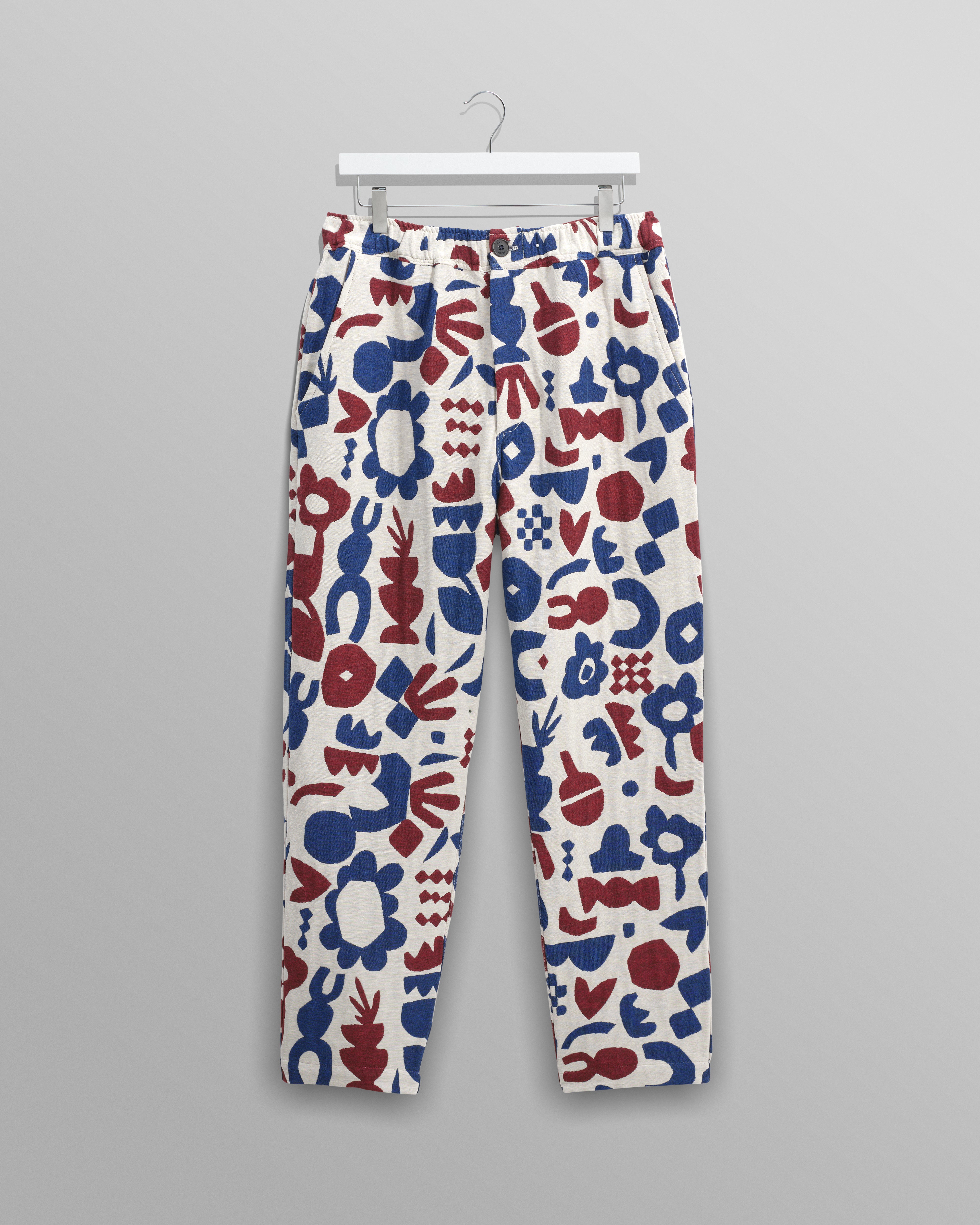 Men's Red And Blue Spin Jacquard Trousers | Wax London
