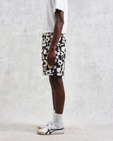 wax london men's Kurt - Navy And Ecru Spin Jacquard Shorts