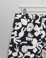 wax london men's Kurt - Navy And Ecru Spin Jacquard Shorts