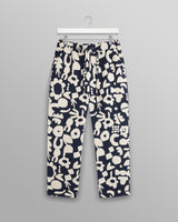 wax london men's Kurt - Navy And Ecru Spin Jacquard Trousers
