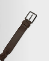wax london men's LAMBETH BELT PLAITED LEATHER BROWN