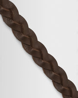 wax london men's LAMBETH BELT PLAITED LEATHER BROWN