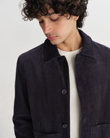 wax london men's Landmark - Navy Corduroy Chore Jacket