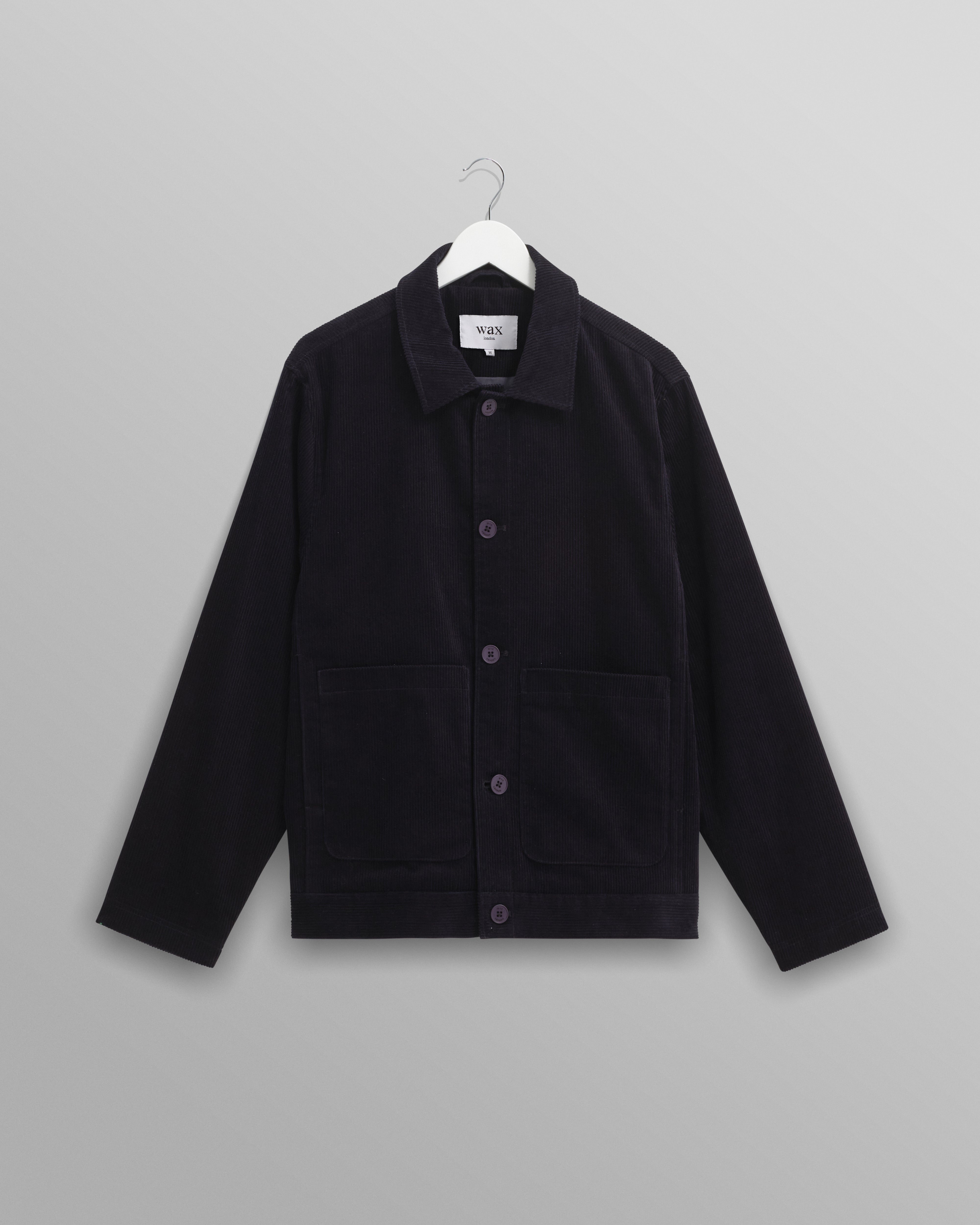 wax london men's Landmark - Navy Corduroy Chore Jacket