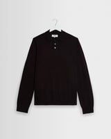 wax london men's Lawrie - Dark Brown Long-Sleeve Knitted Polo
