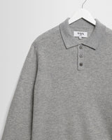 wax london men's Lawrie - Grey Long-Sleeve Knitted Polo