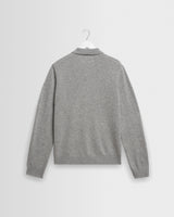 wax london men's Lawrie - Grey Long-Sleeve Knitted Polo