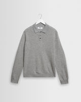 wax london men's Lawrie - Grey Long-Sleeve Knitted Polo