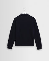 wax london men's Lawrie - Navy Long-Sleeve Knitted Polo