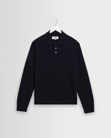 wax london men's Lawrie - Navy Long-Sleeve Knitted Polo