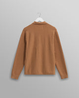 wax london men's Lennox - Camel Milano Stripe Knitted Polo