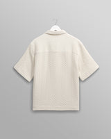 wax london men's Lido - Ecru Dobby Cotton Weave Short-Sleeve Shirt