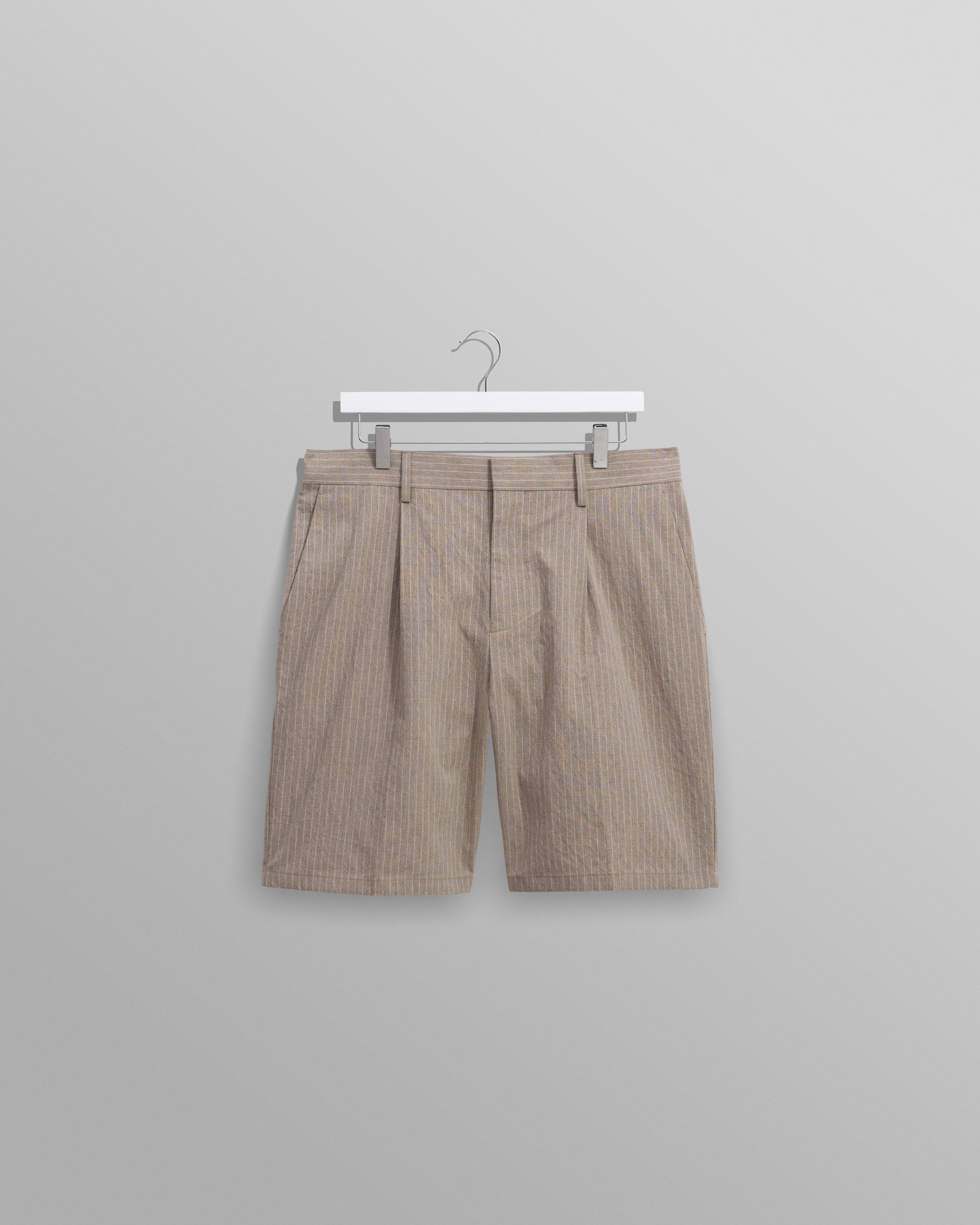 wax london men's Linton - Natural Chalk Stripe Shorts