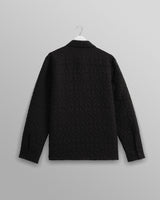 wax london men's Lomond - Black Petal Jacquard Quilted Overshirt