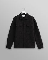 wax london men's Lomond - Black Petal Jacquard Quilted Overshirt