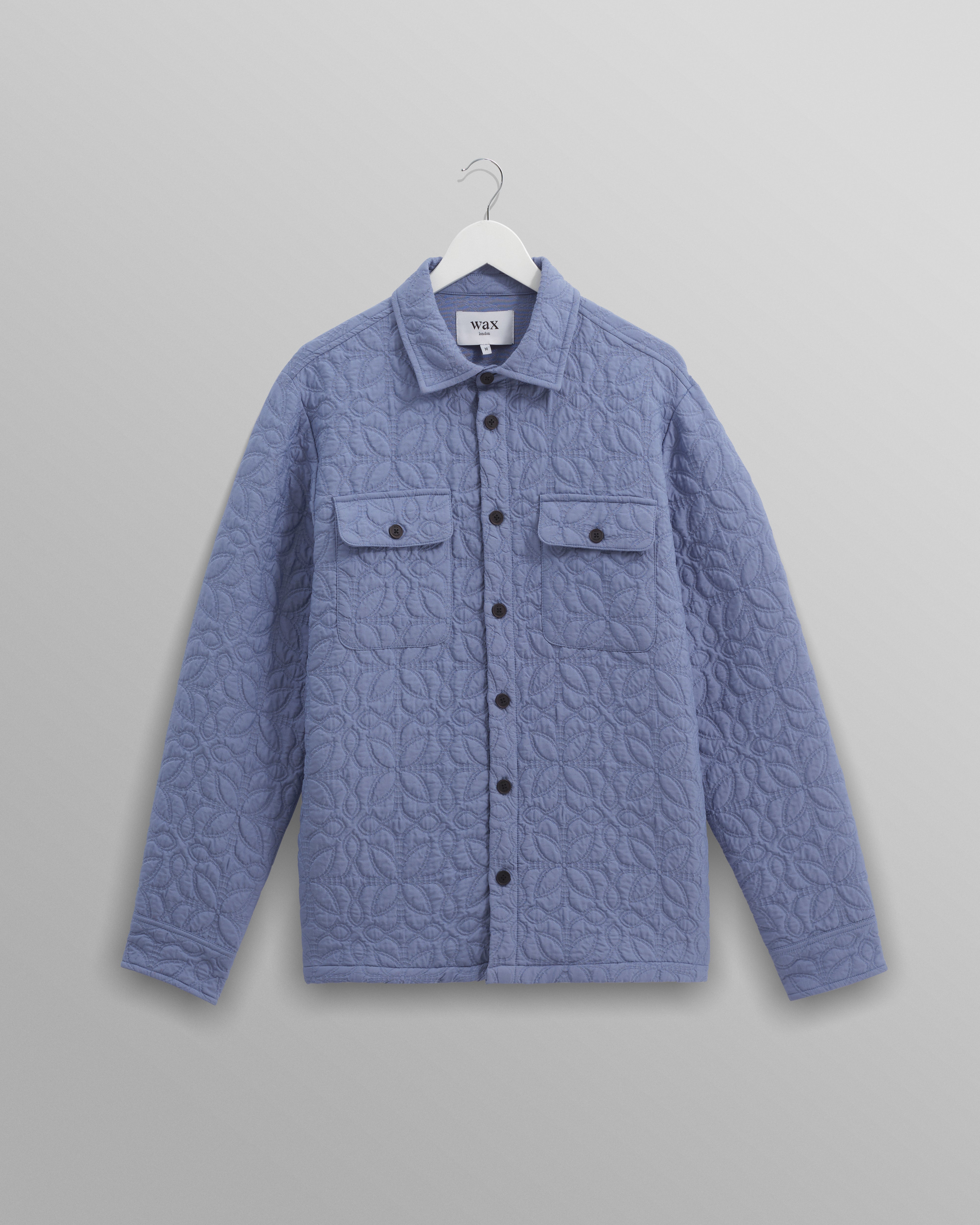 Lomond - Blue Petal Jacquard Quilted Overshirt | Wax London