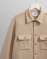 wax london men's Lomond - Natural Heavy Wool Overshirt