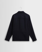 wax london men's Lomond - Navy Heavy Wool Overshirt