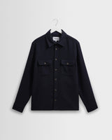wax london men's Lomond - Navy Heavy Wool Overshirt
