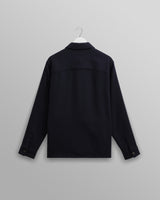 wax london men's Lomond - Navy Heavy Wool Overshirt