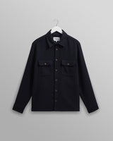 wax london men's Lomond - Navy Heavy Wool Overshirt