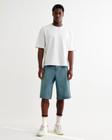 wax london men's Luca - Vintage Blue Organic Cotton Denim Shorts