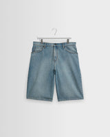 wax london men's Luca - Vintage Blue Organic Cotton Denim Shorts