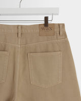 wax london men's Luca - Washed Beige Organic Cotton Denim Shorts